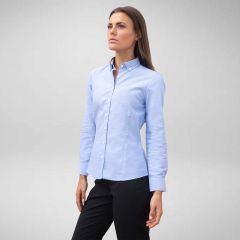 Henbury Womens Long Sleeve Oxford Blouse