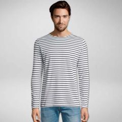 Sols Mens Long Sleeve Striped T-Shirt